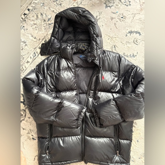 Ralph Lauren Shiny Black Puffer Jacket - Picture 3 of 5